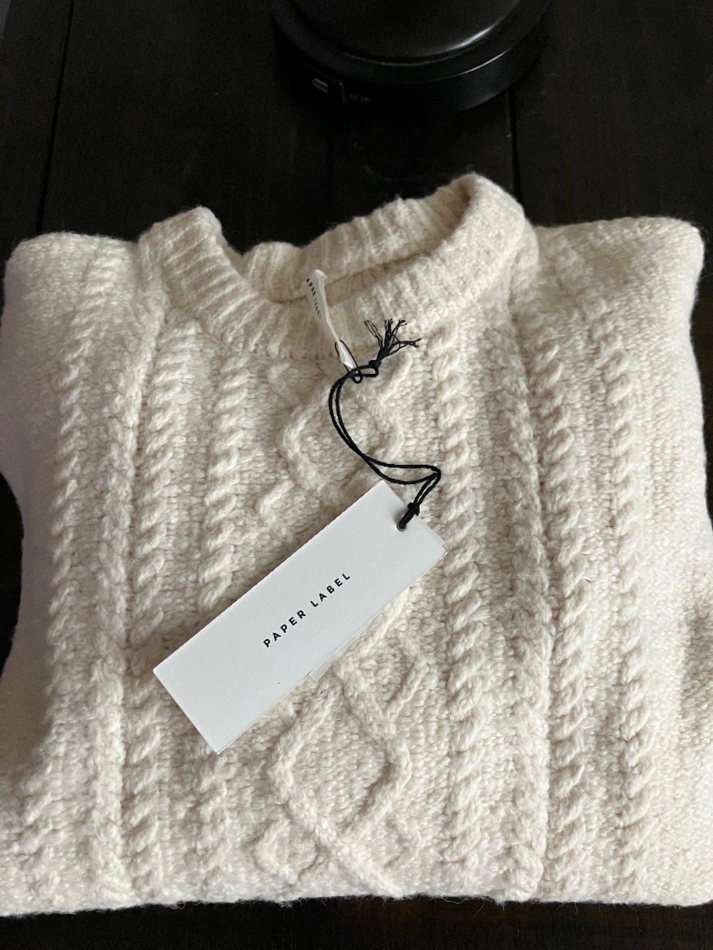 Paper Label Rayna Cable Knit Sweater NWT Large Classic Cream
